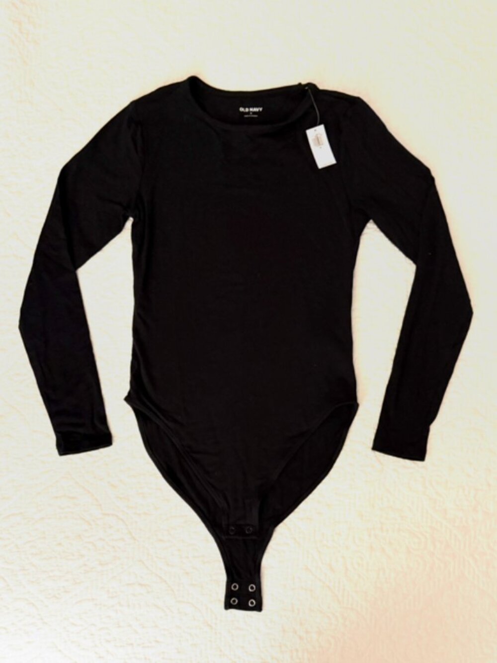Old Navy Long-Sleeve Jersey Bodysuit for Women (Black Jack) - Size Medium NWT